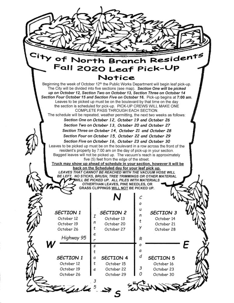 2020 Fall Leaf Pick-Up Schedule - North Branch Area Chamber of Commerce